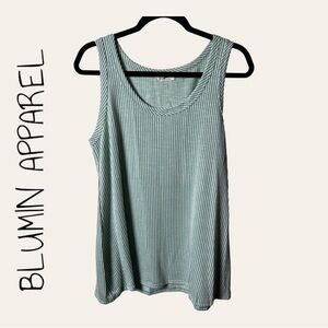 0439W. BLUMIN‎ APPAREL TANK TOP 1X SAGE GREEN AND WHITE STRIPES
